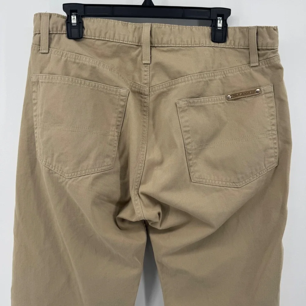 Polo Jeans Co Ralph Lauren Mens Khaki Straight Leg Cotton Pants 34x30‎ Tan 5898Y